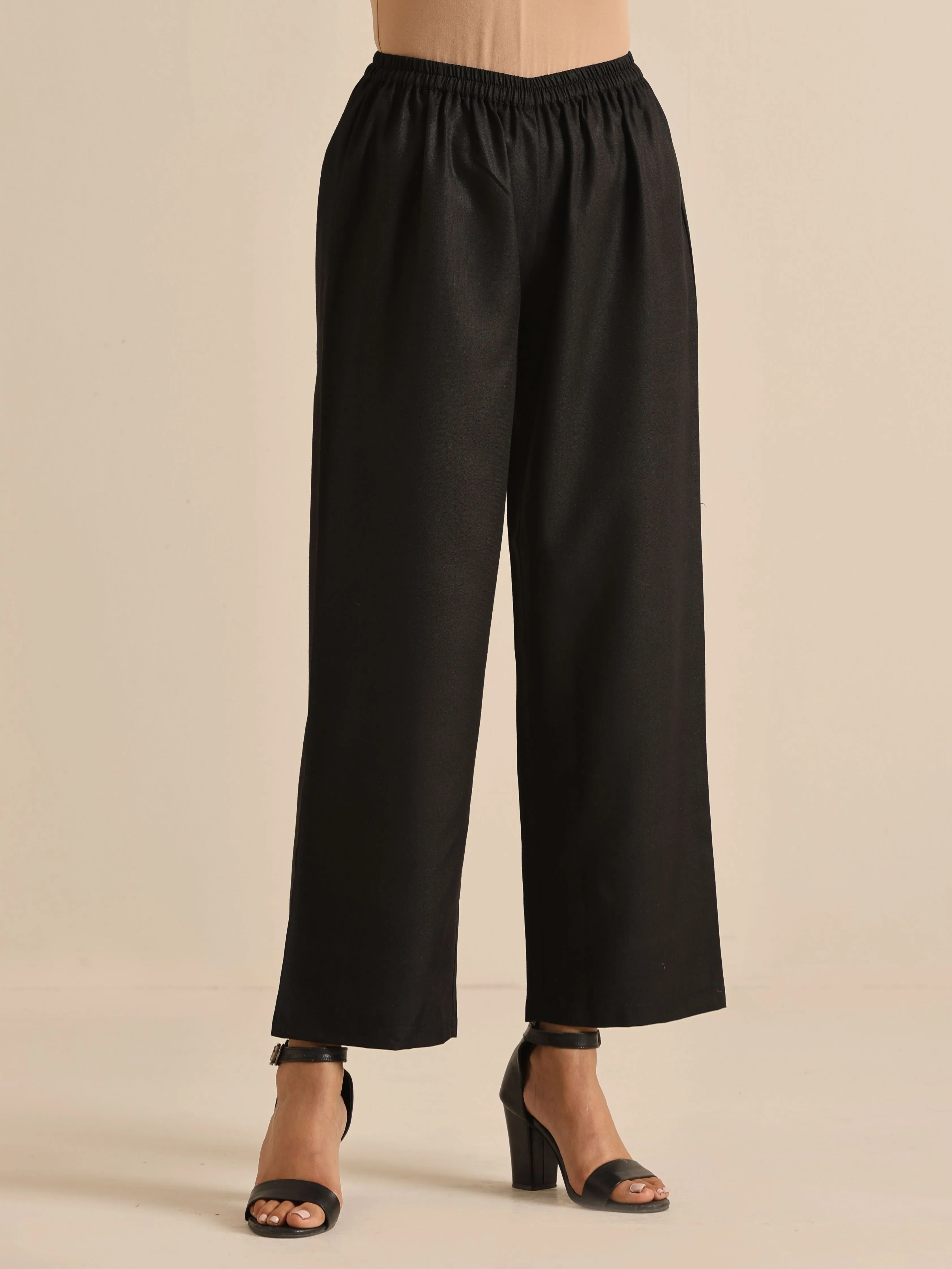 Black Slub Relaxed Placket Co-Ord Set