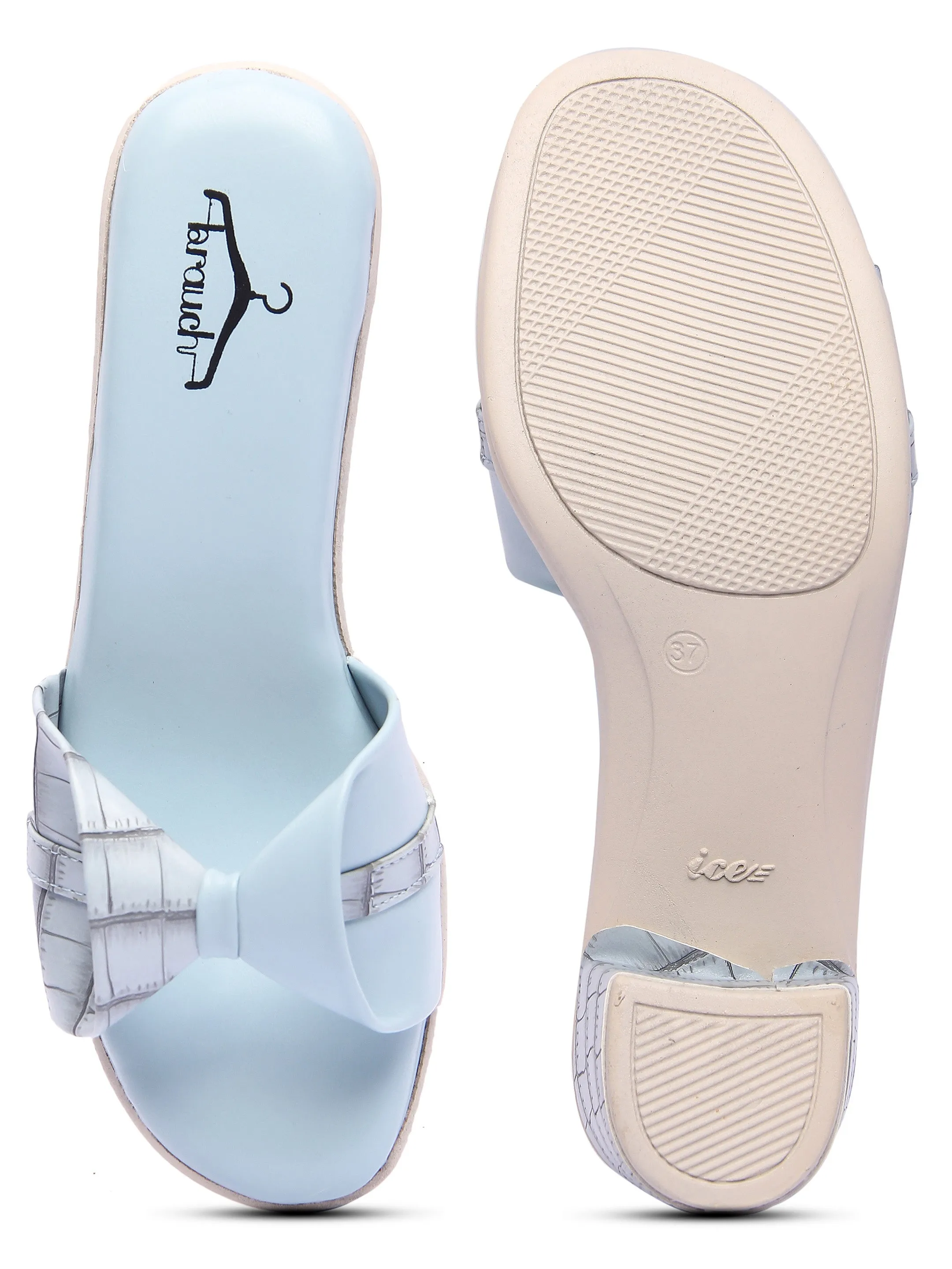 Brauch Sky Blue Stylish Bow Block Heel