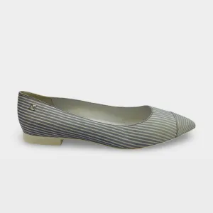 Chanel Baby Blue and white striped Ballet Flats