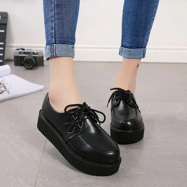 Creepers casual shoes woman plus size sneakers women shoes ladies platform shoes 2020 Lace-up Women Flats Female shoes loafers