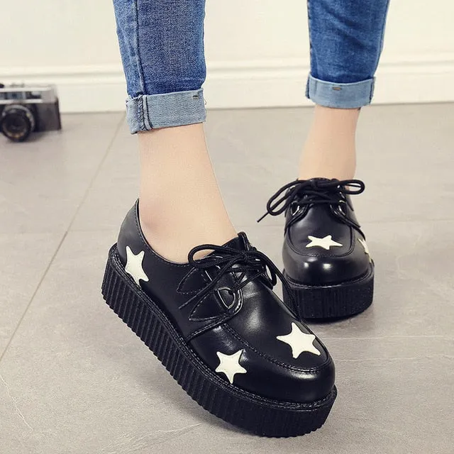 Creepers casual shoes woman plus size sneakers women shoes ladies platform shoes 2020 Lace-up Women Flats Female shoes loafers