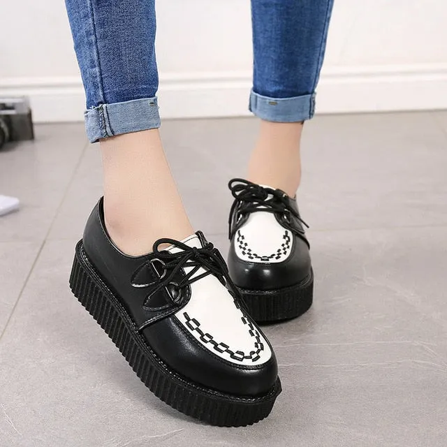 Creepers casual shoes woman plus size sneakers women shoes ladies platform shoes 2020 Lace-up Women Flats Female shoes loafers