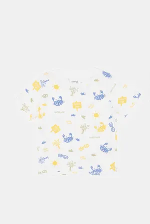 Infant Boys White Printed T-Shirt