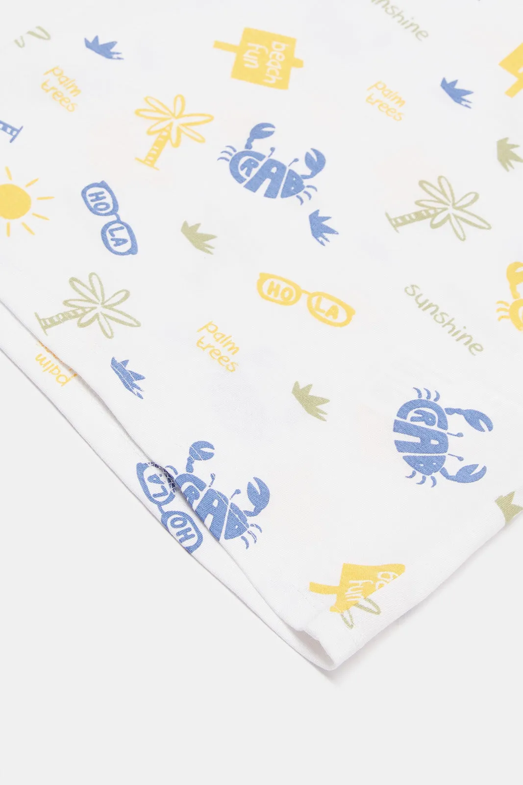 Infant Boys White Printed T-Shirt