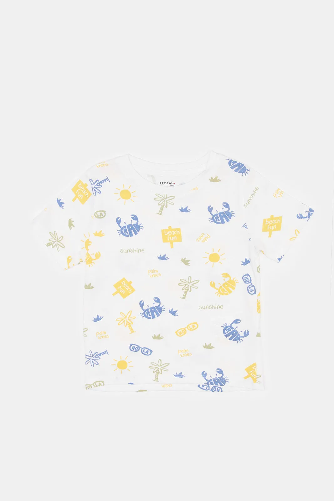 Infant Boys White Printed T-Shirt