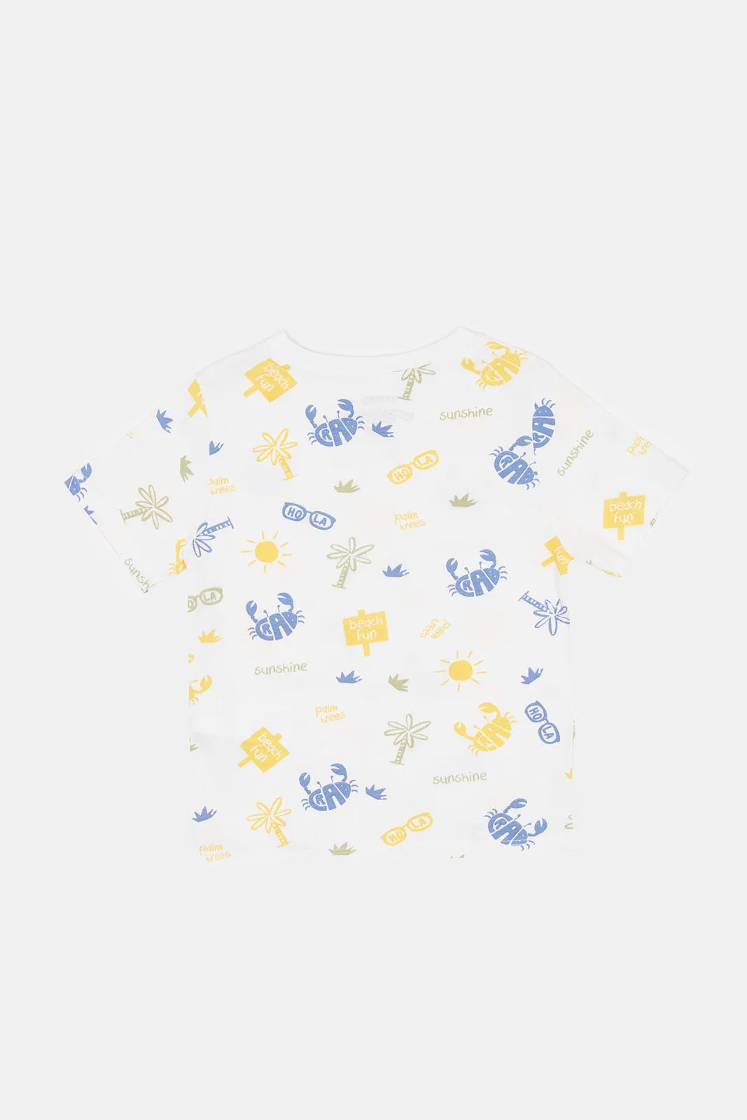 Infant Boys White Printed T-Shirt