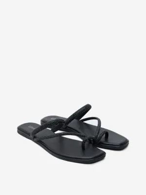 LUNA BLU Black Diamante Embellished Sandals