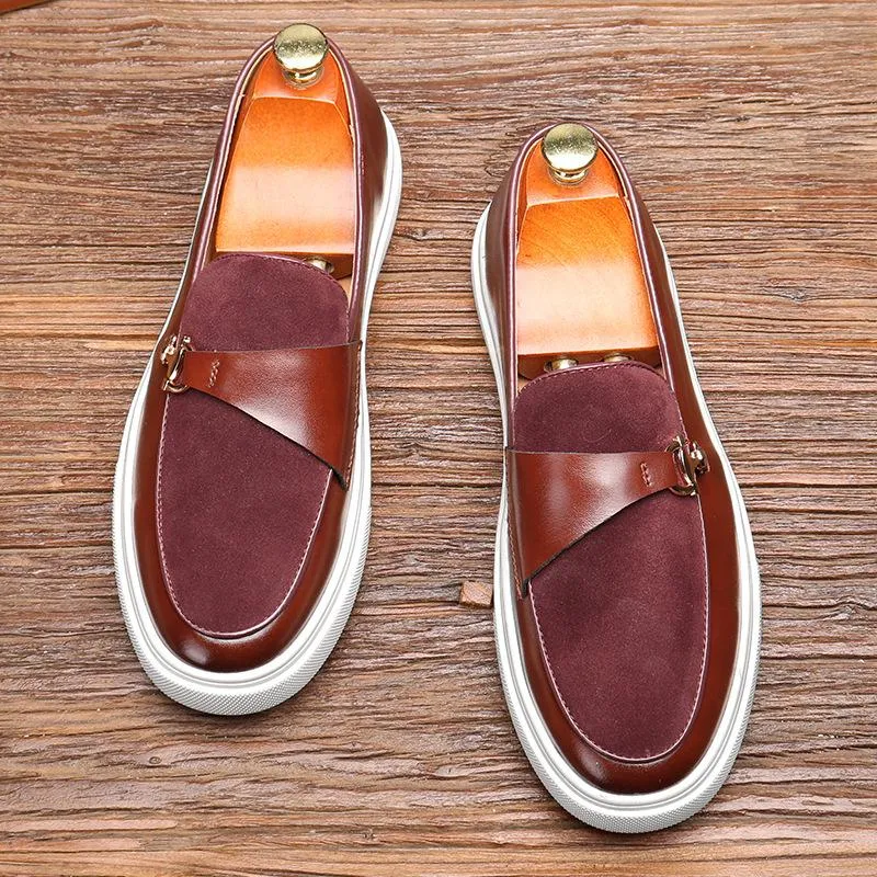 Men's Metal Horsebit Slip-On Thick-soled Casual Loafers