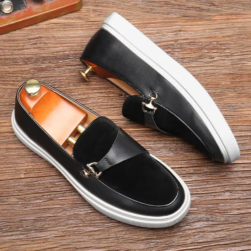 Men's Metal Horsebit Slip-On Thick-soled Casual Loafers
