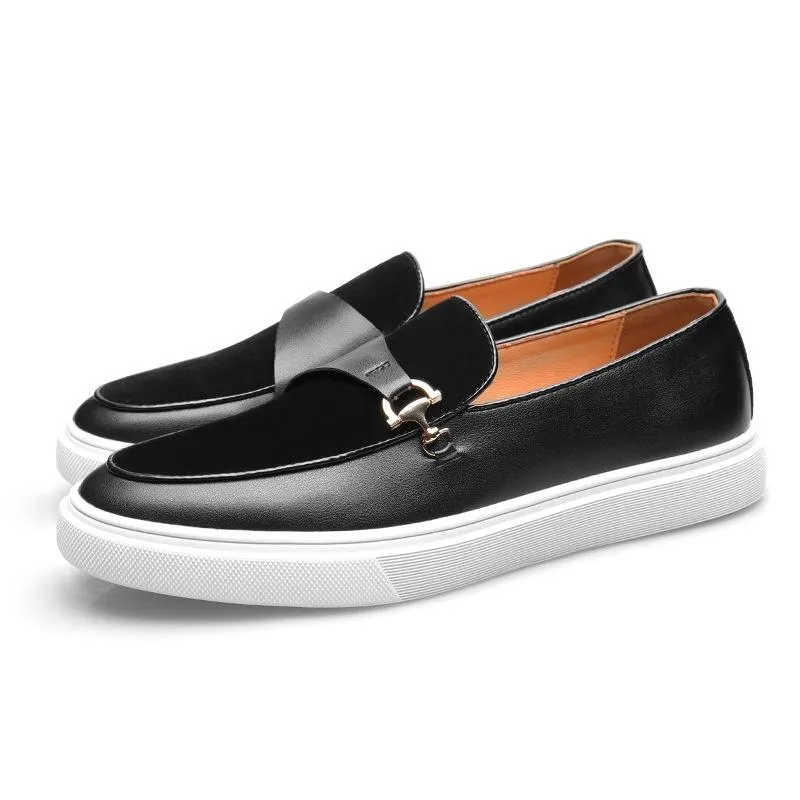 Men's Metal Horsebit Slip-On Thick-soled Casual Loafers