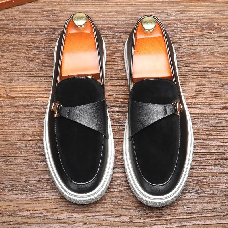 Men's Metal Horsebit Slip-On Thick-soled Casual Loafers