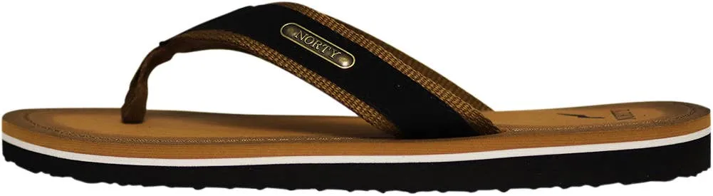 Norty Mens Flip Flop Sandal Black Camel   11118