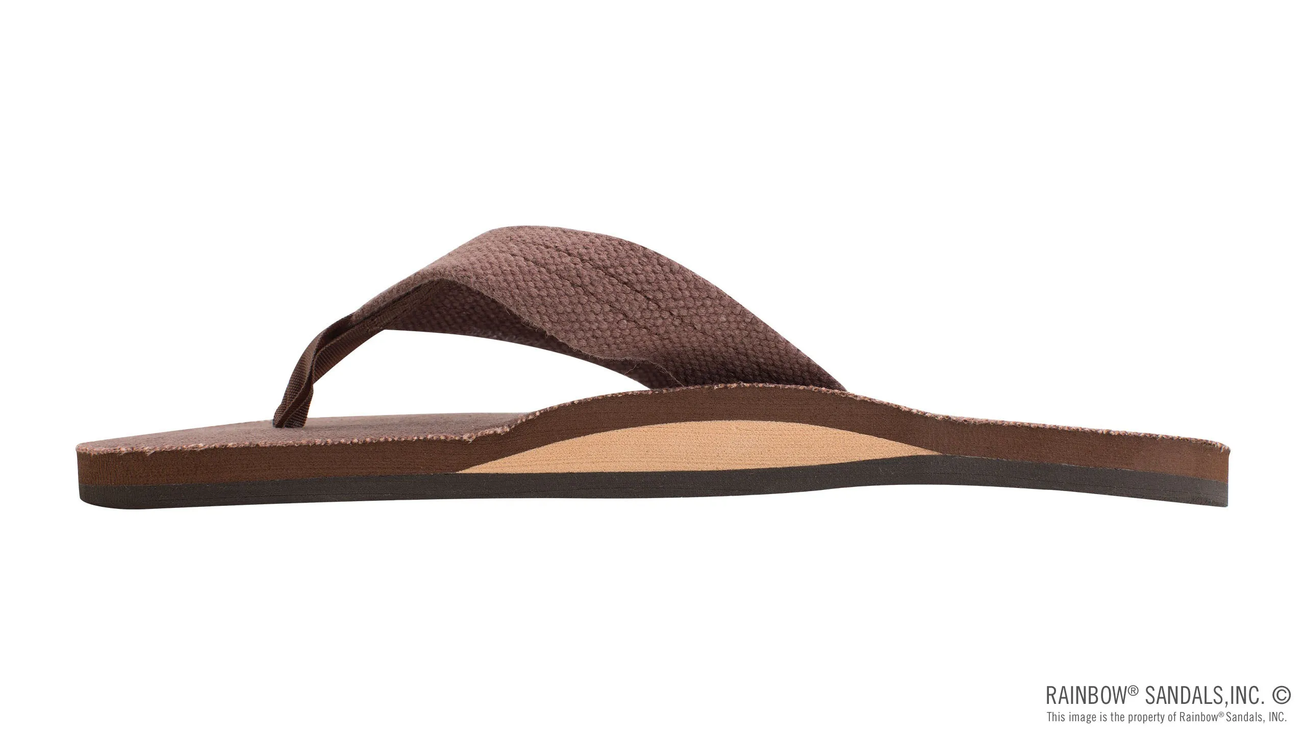 Rainbow Sandals Men's Single Layer Hemp - 1" Strap - Brown