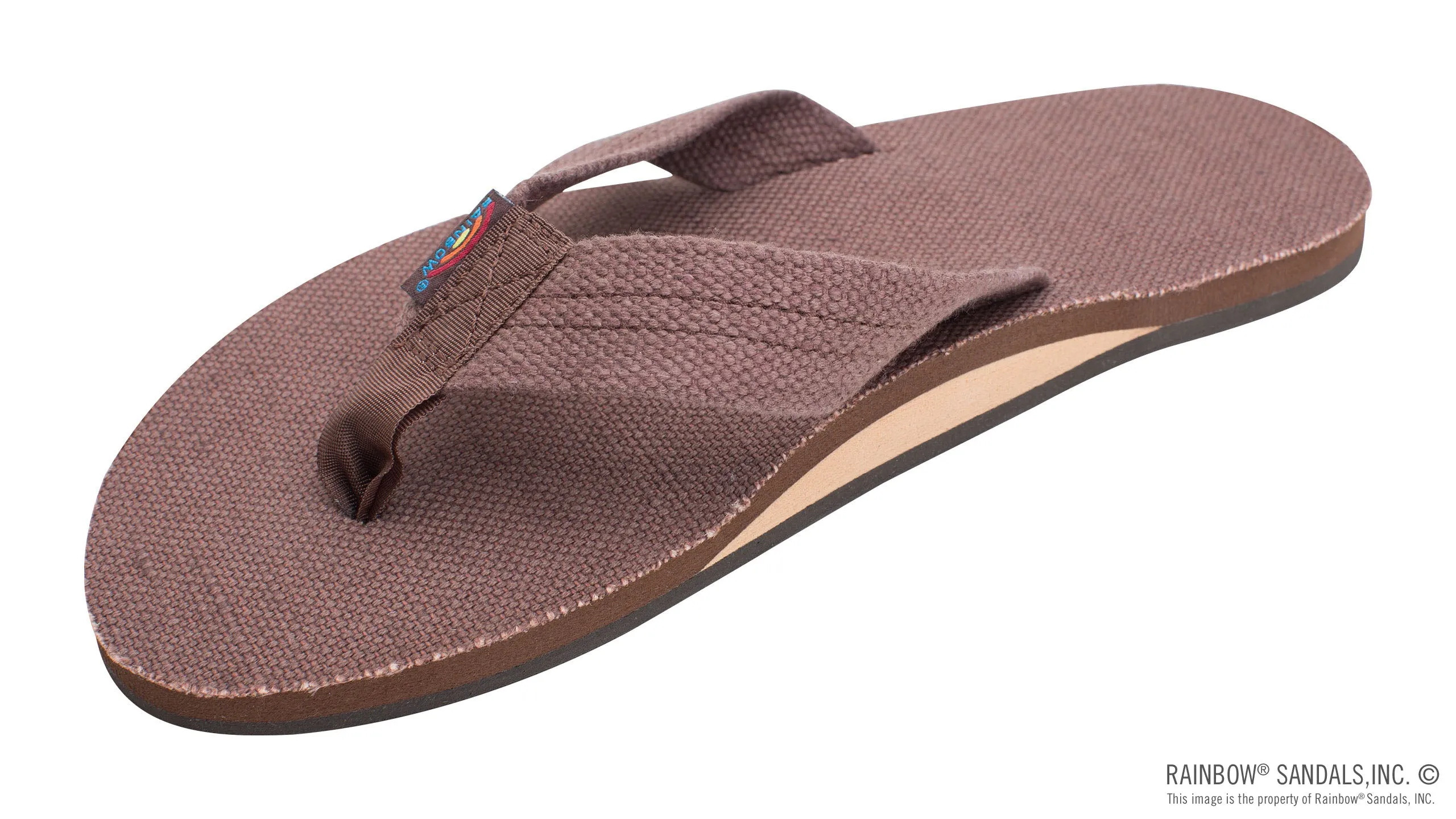 Rainbow Sandals Men's Single Layer Hemp - 1" Strap - Brown
