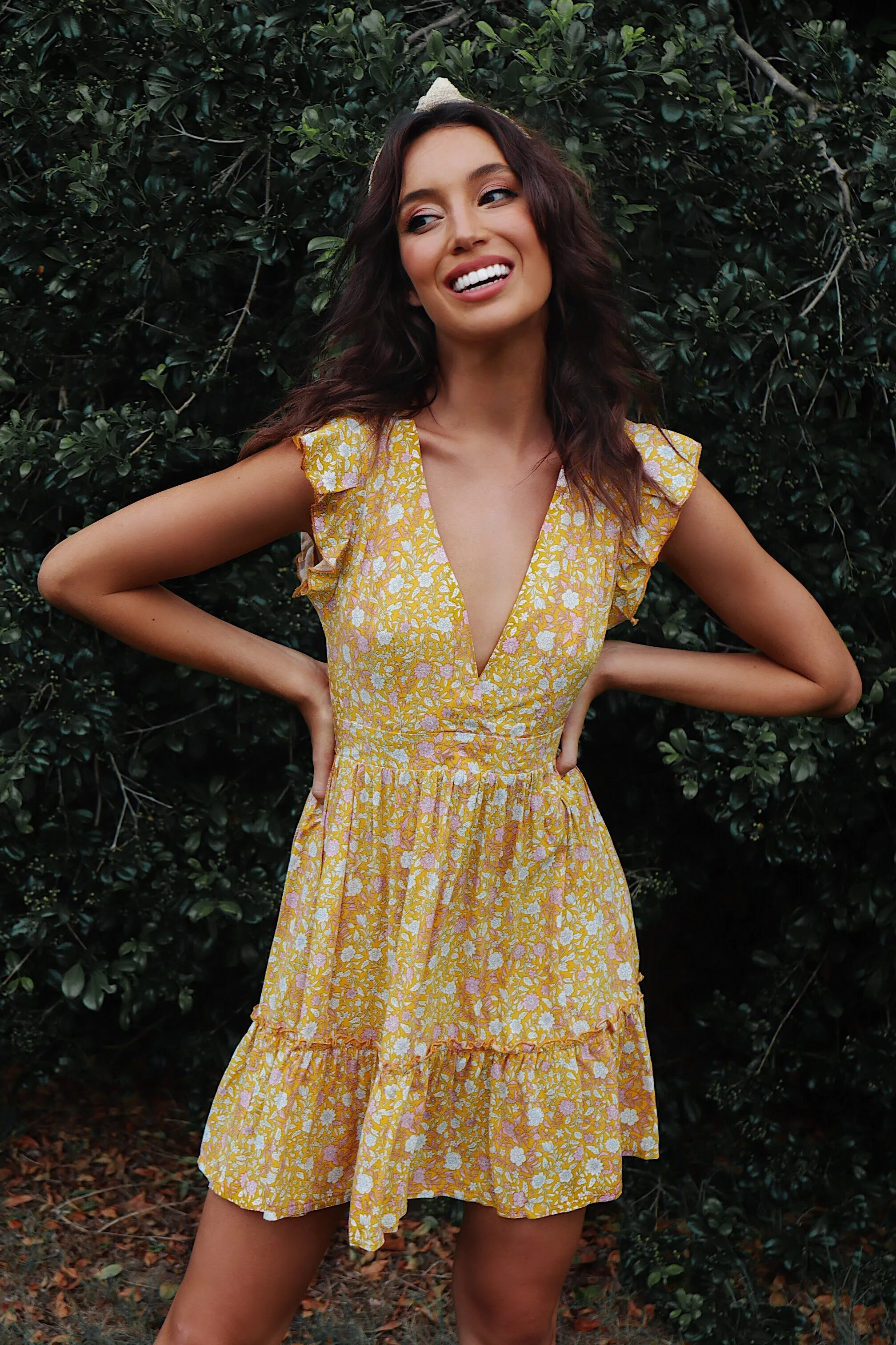 Sunrays Yellow Floral Dress