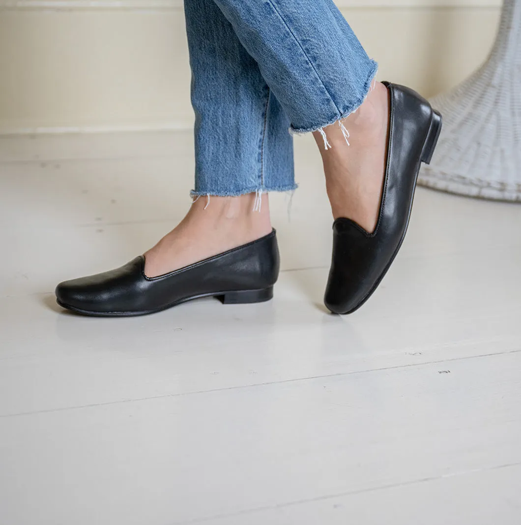 Women's Leather Loafers, Ink Black