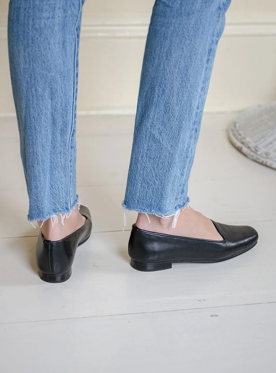 Women's Leather Loafers, Ink Black