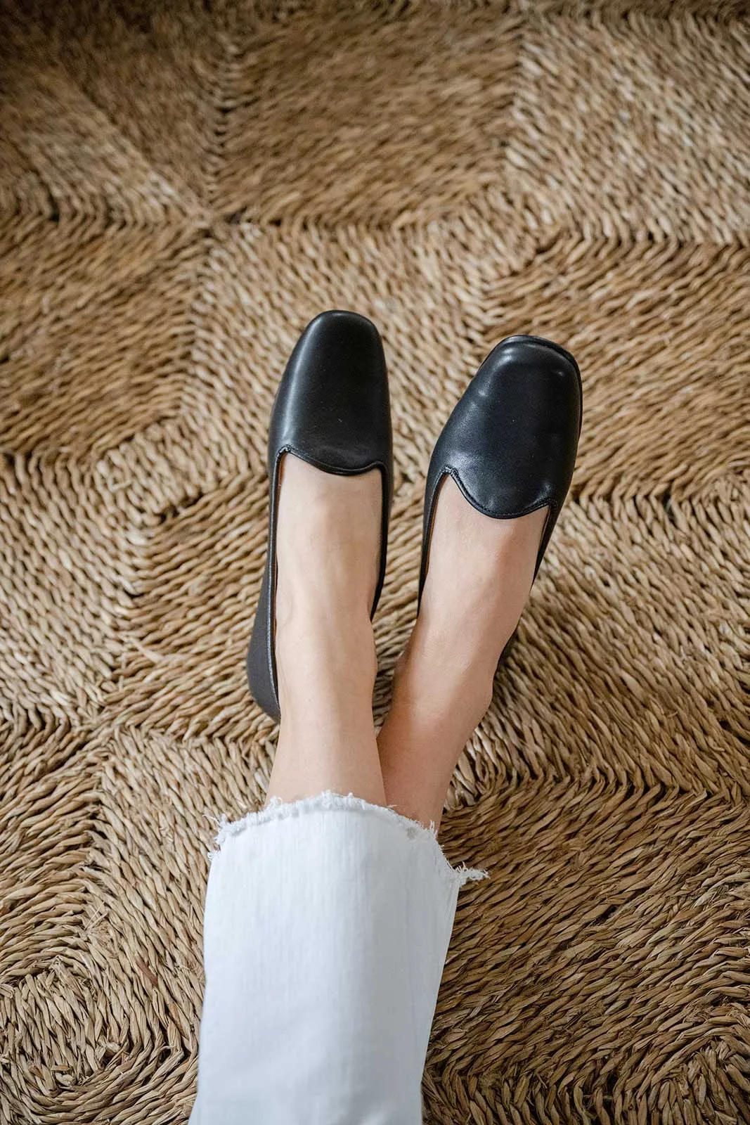 Women's Leather Loafers, Ink Black
